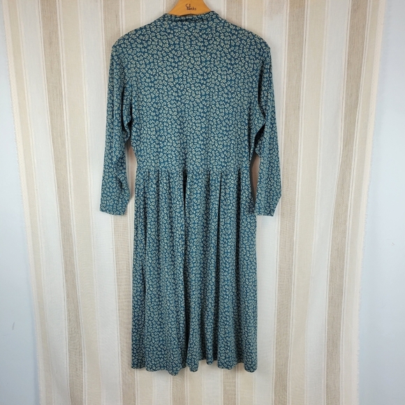 Vintage L.L. Bean Floral Midi Dress Long‎ Sleeves Blue Green Size Extra Large XL - Picture 13 of 13
